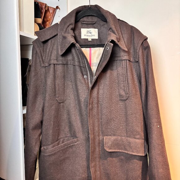 ジャケット・アウター BURBERY LONDON WOOL COAT BURBERRY LONDON Overcoat Merino Wool Jacket Coat Nova Check Black